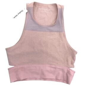 Outdoor Voices Tri-Tone Slashback Crop Top S Pink